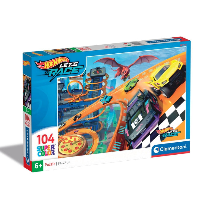 Clementoni jigsaw puzzle super color hot wheels, 104 pcs.