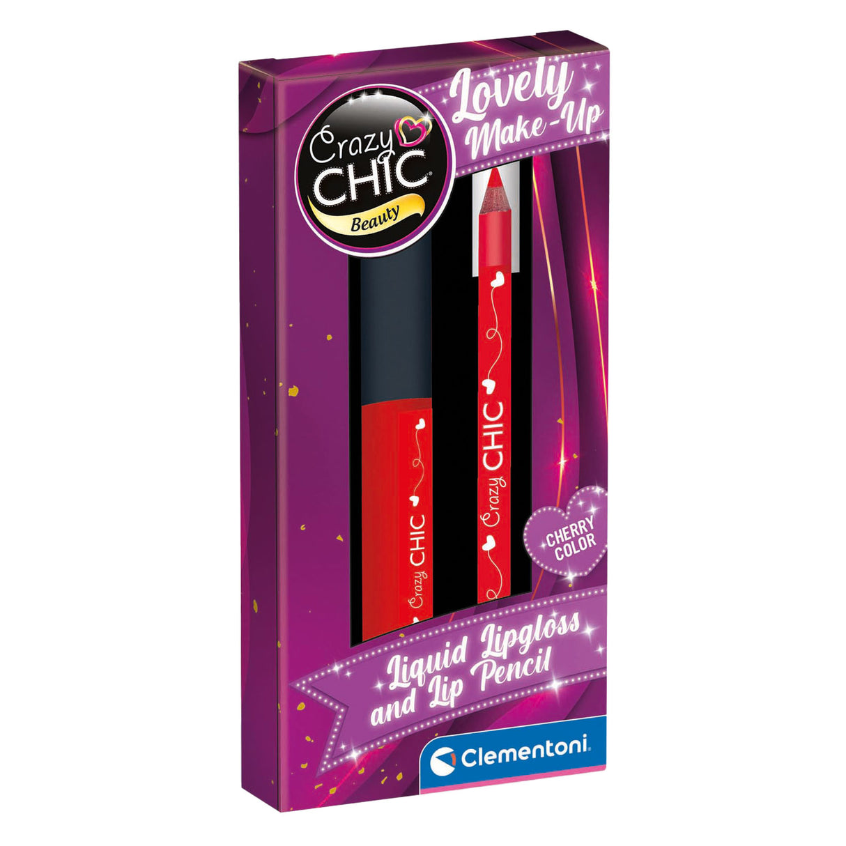 Brillo de labios y perfilador de labios Crazy Chic Clementoni rojo cereza