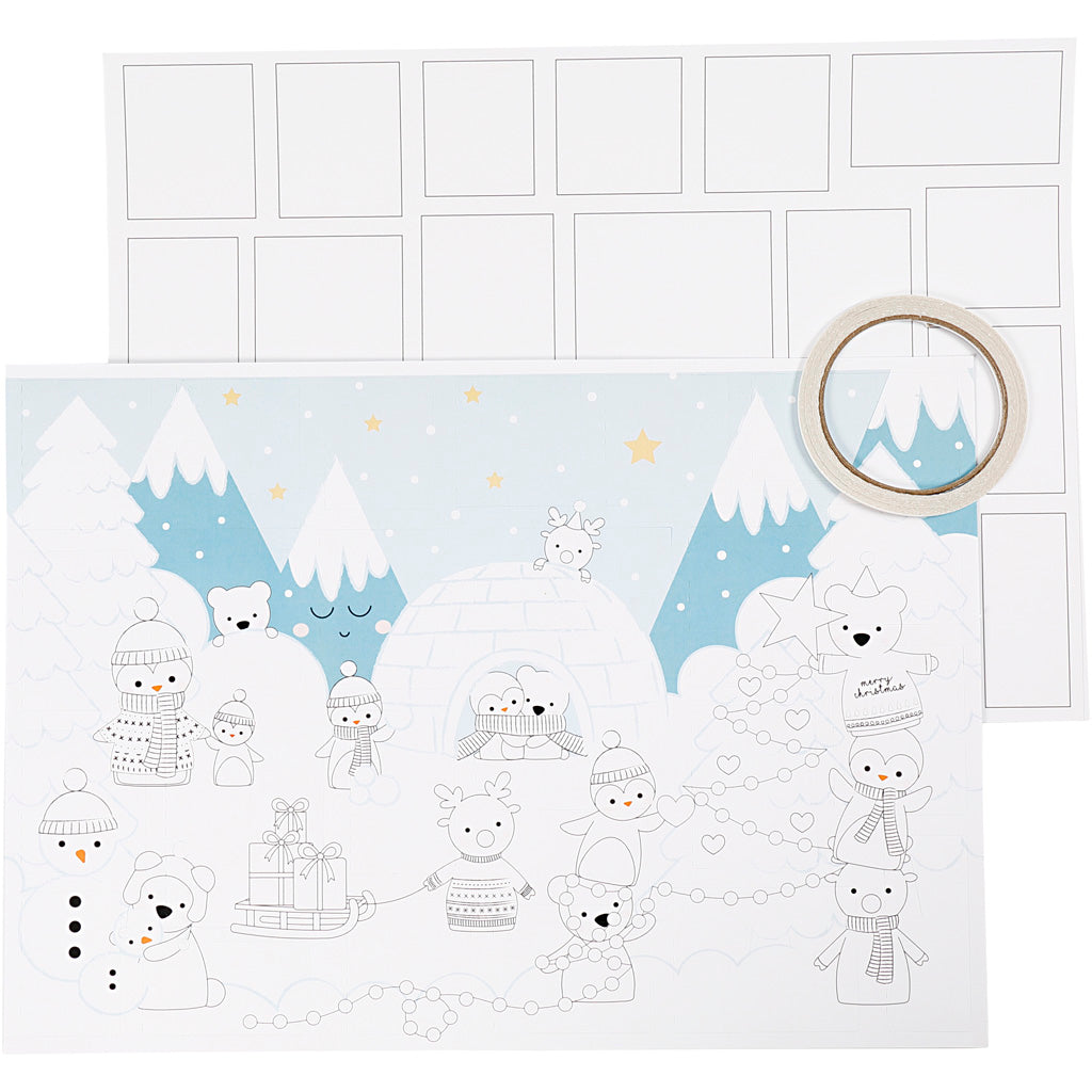 Creativ company Christmas calendar, size 30x42 cm, white, 3 pieces in 1 box