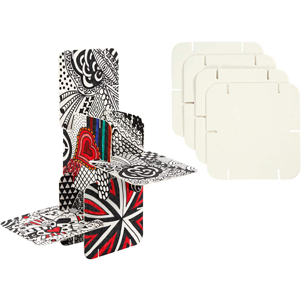 Creativ company puzzle construction cardboard, size 9.3x9.3 cm, thickness 1.2 mm, white, 200 pieces 1 box