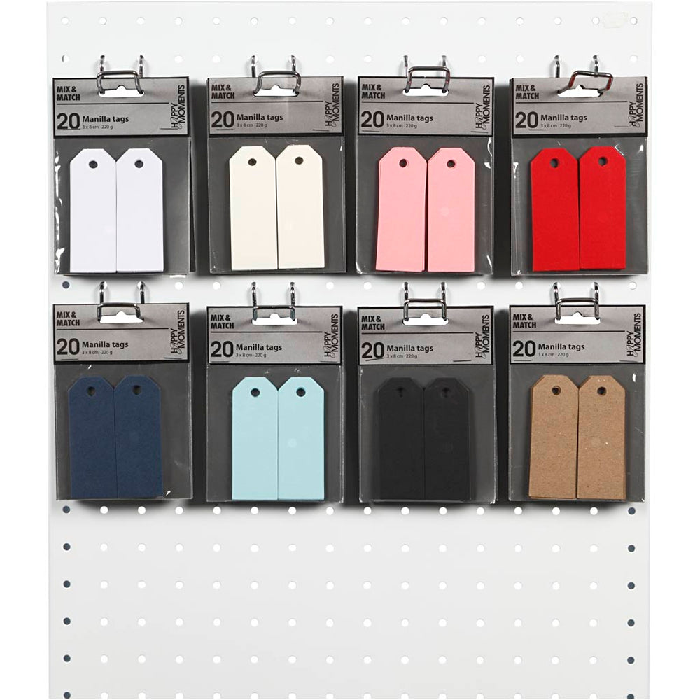 Creativ company manila labels, size 3x8 cm, 220 g, various colors, 8x10 box 1 box