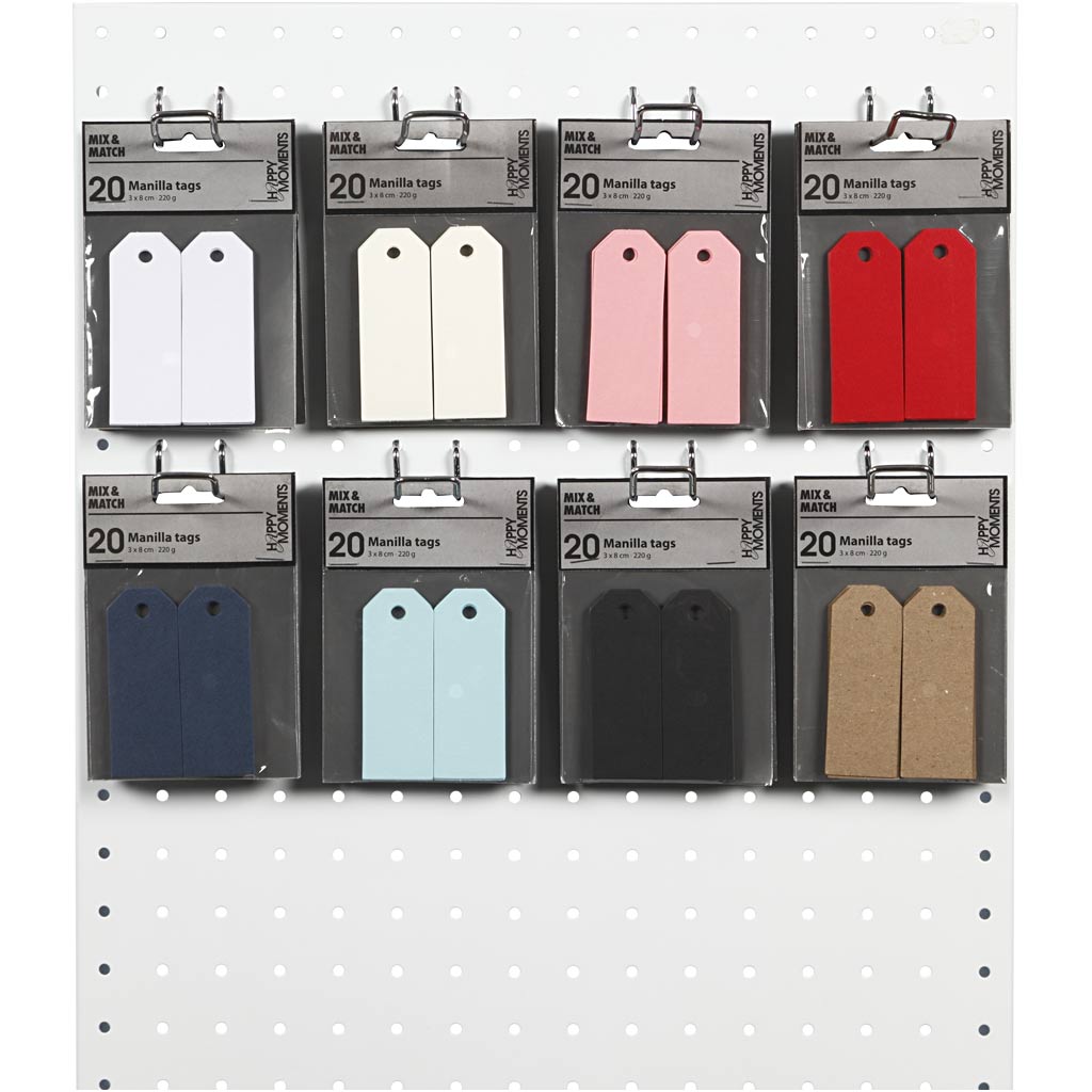 Creativ company manila labels, size 3x8 cm, 220 g, various colors, 8x10 box 1 box