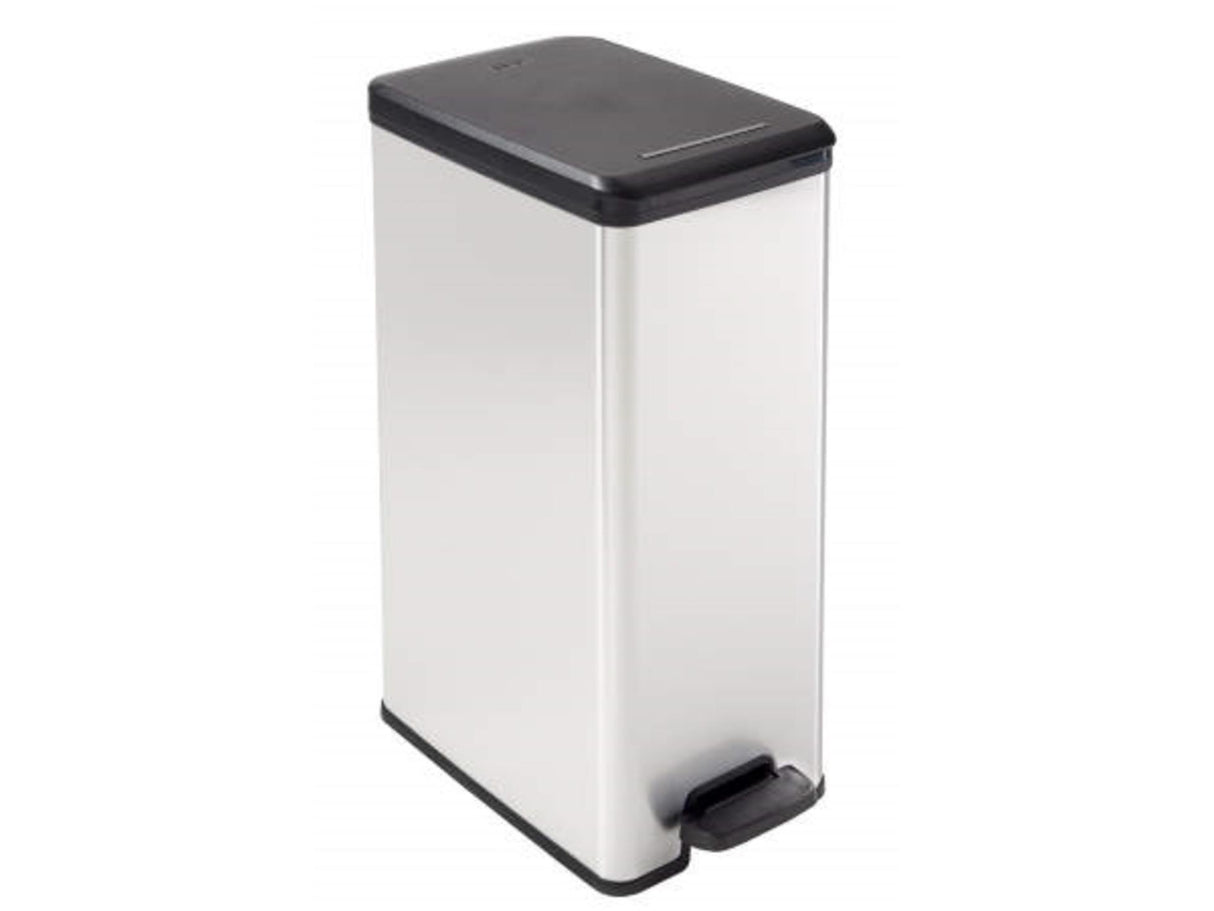 Curver pedal bin deco narrow 40 l silver-colored