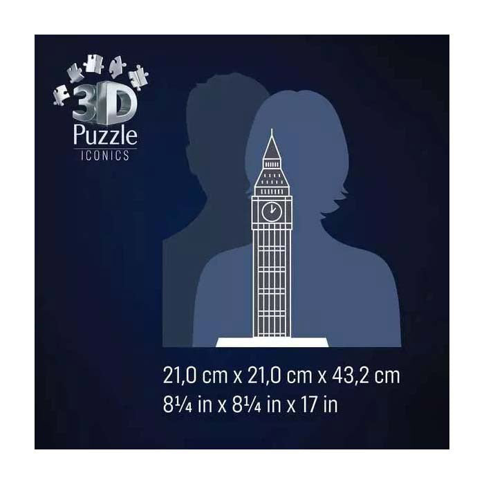 Ravensburger 3D Puzzle iconics Big Ben - mat Liicht - 235 Stéck.