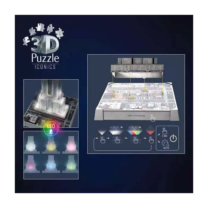 Ravensburger 3d puzzel iconics empire state building - met licht - 241st.