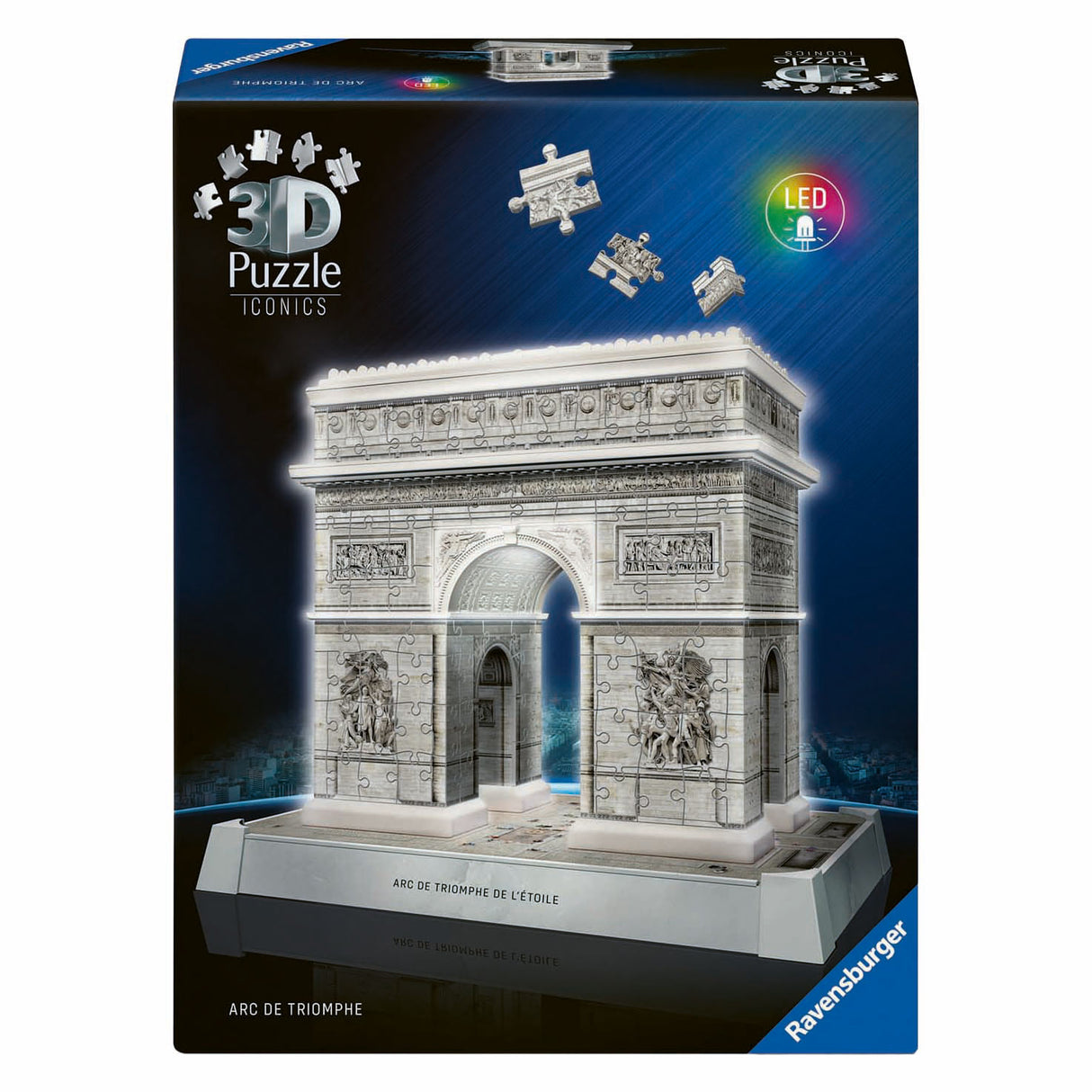 Ravensburger 3d puslespil iconics arc de triomphe paris - med lys - 255 stk.
