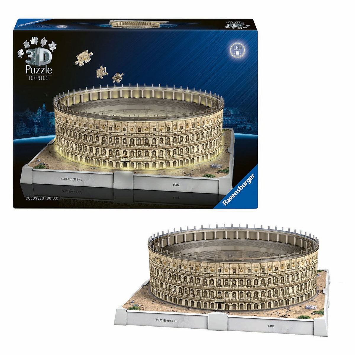Ravensburger 3d puzzel iconics colosseum rome - met licht - 291st.