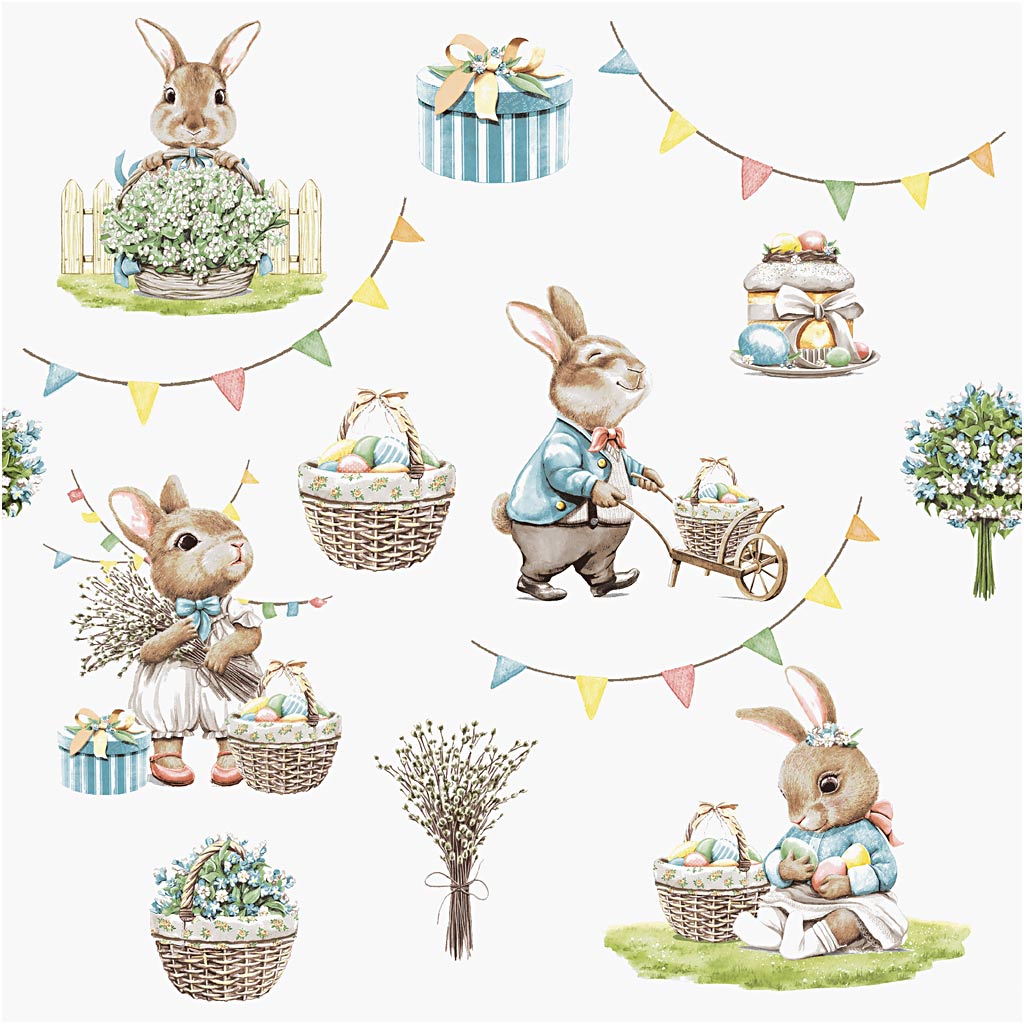 Creativ company napkins, Easter bunny, size 33 x 33 cm, 20 pieces in a box