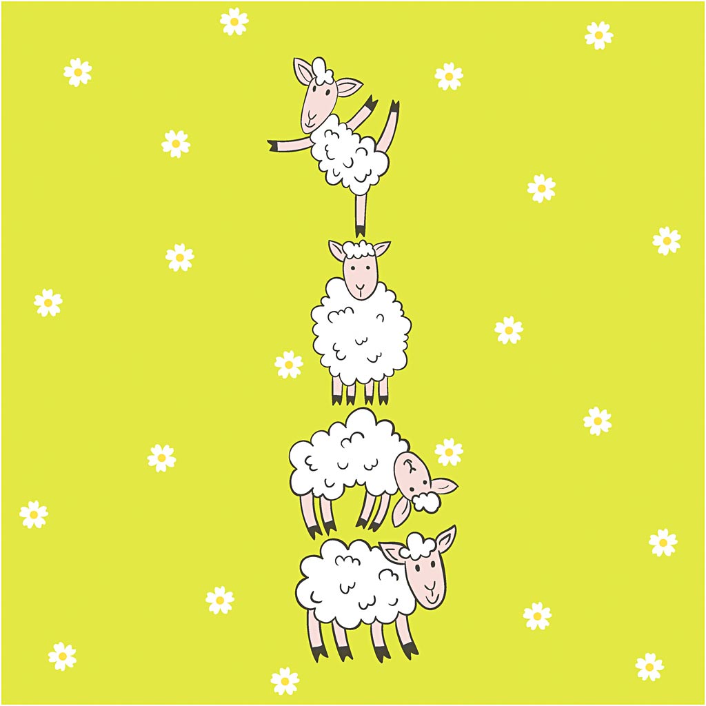 Creativ company napkins, lambs, size 33 x 33 cm, 20 pieces in a box