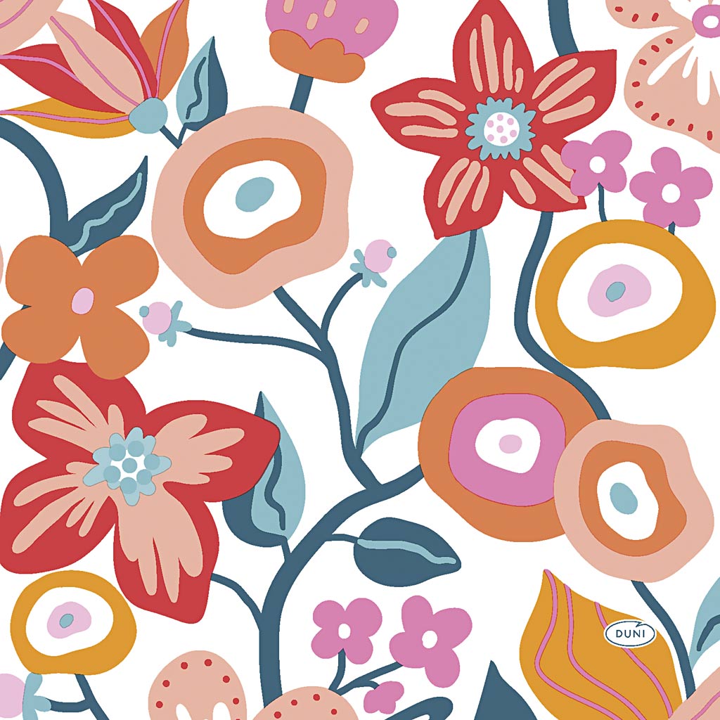 Creativ company napkins, flowers, size 33x33 cm, 20 pieces in a box