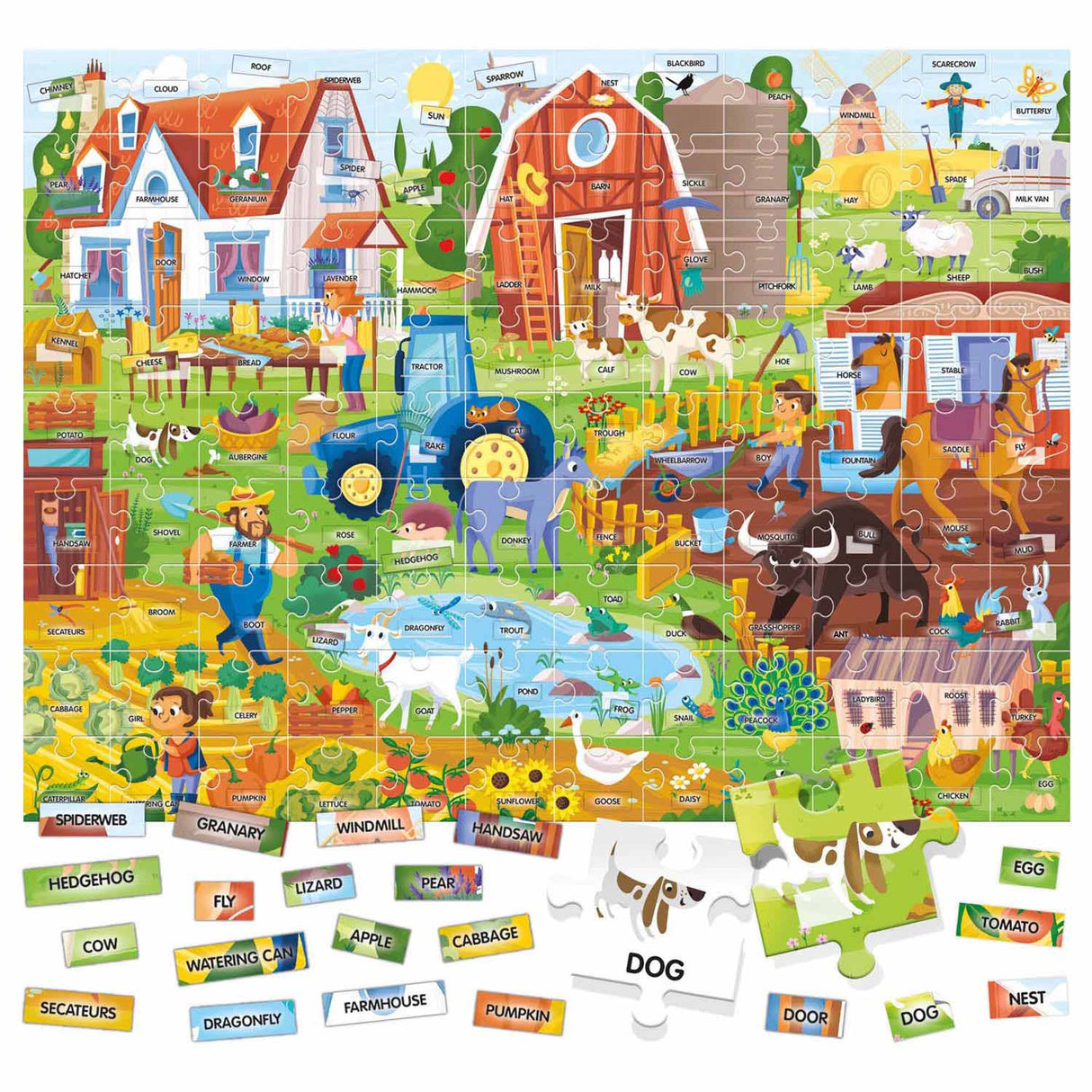 Headu Easy English 100 Words Farm, 108pcs. (AND)