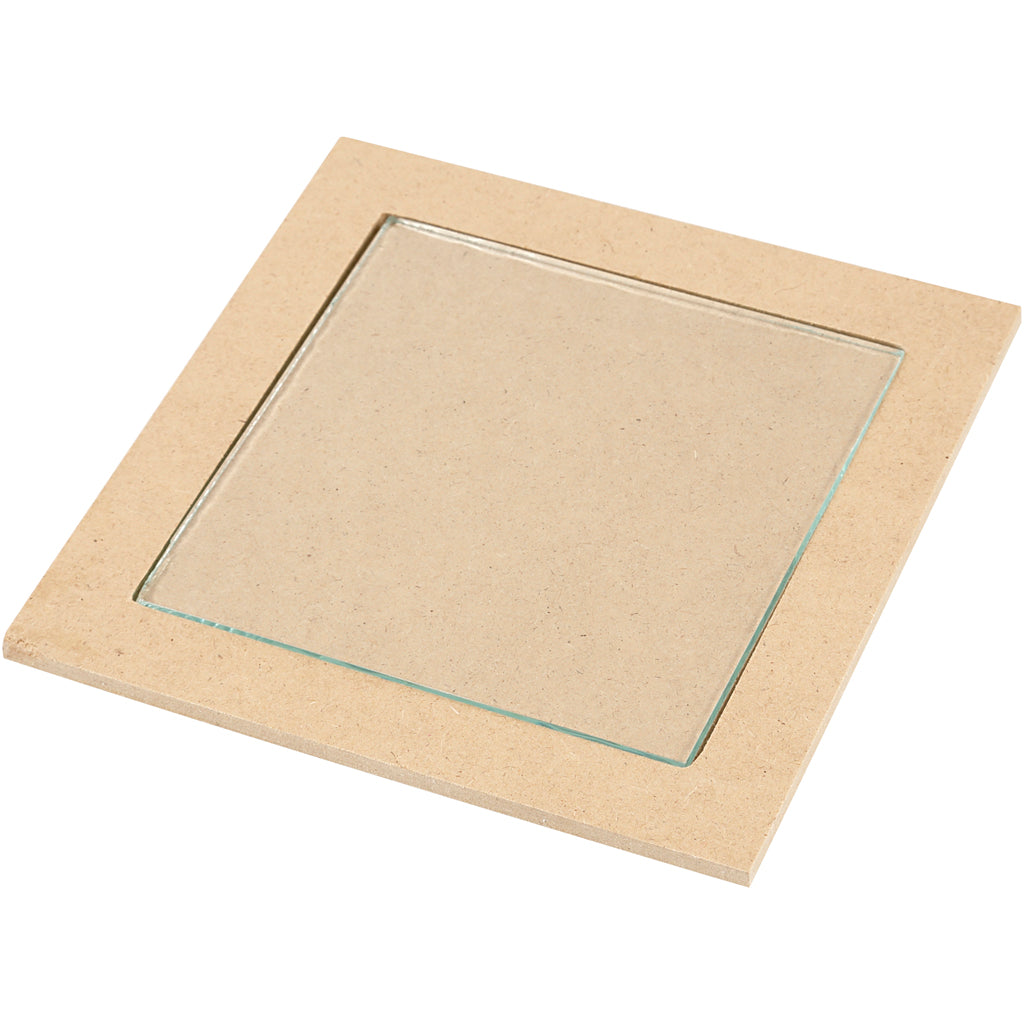 Creativ company coaster with glass plate, size 15x15x0.5 cm, 6 pieces in 1 box