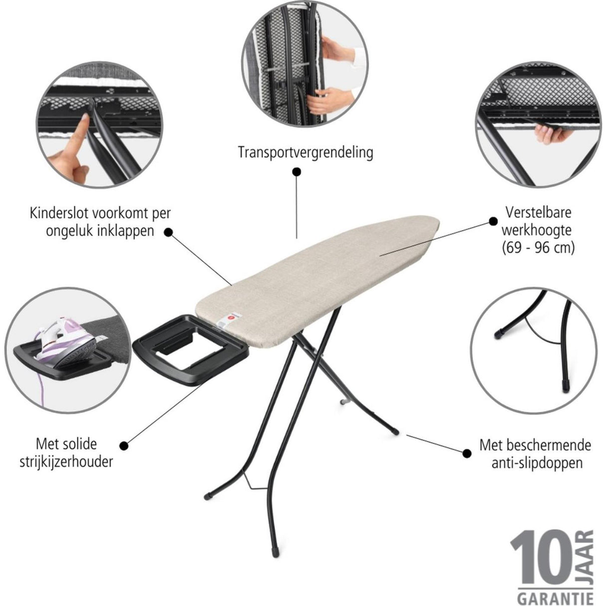 Brabantia strijkplank b grey 124x38cm