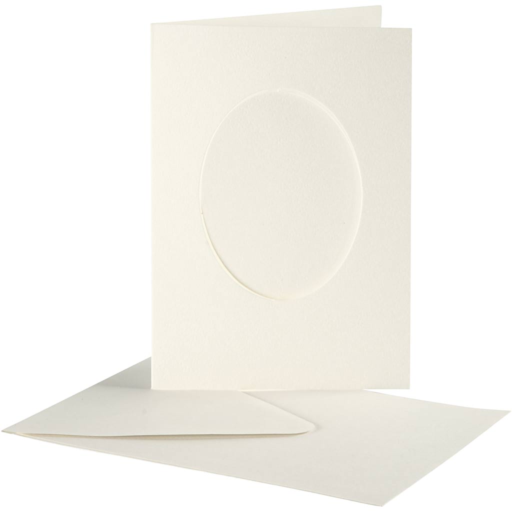 Creativ company passepartout cards, oval, card size 10.5x15 cm, envelope size 11.5x16.5 cm, off-white, 10 sets 1 box
