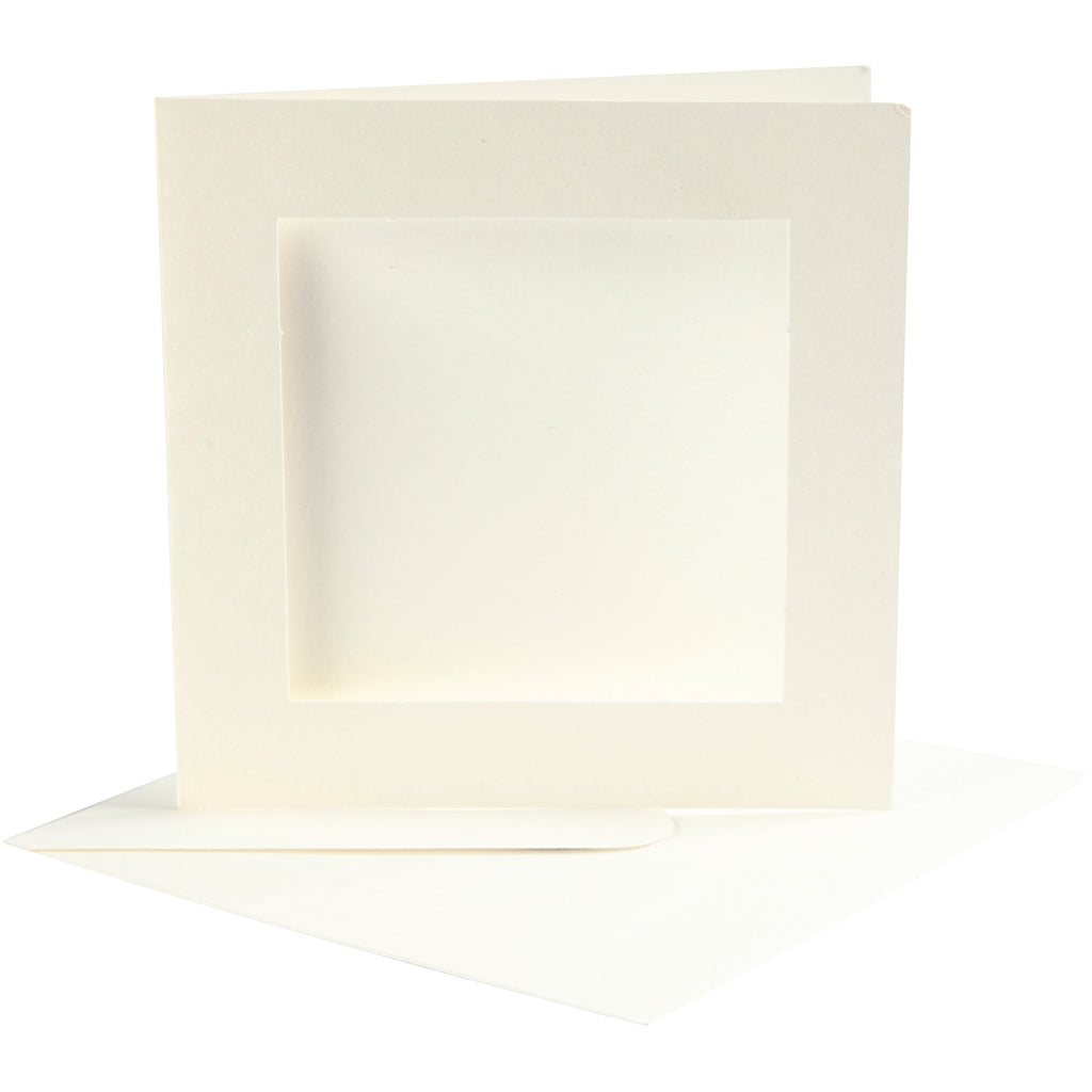 Creativ company passepartout cards, card size 12.5x12.5 cm, envelope size 13.5x13.5 cm, off-white, 10 sets in 1 box
