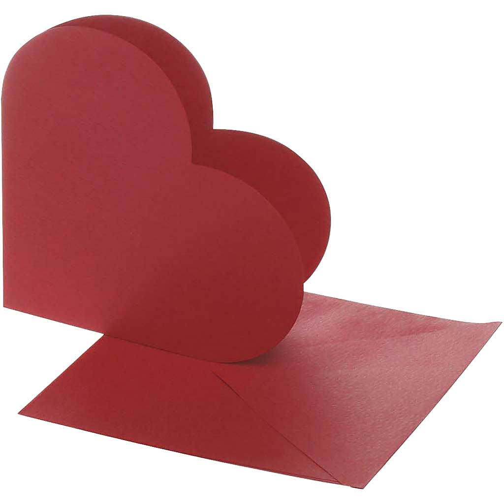 Creativ company heart-shaped cards, card size 12.5x12.5 cm, envelope size 13.5x13.5 cm, red, 10 sets in 1 box