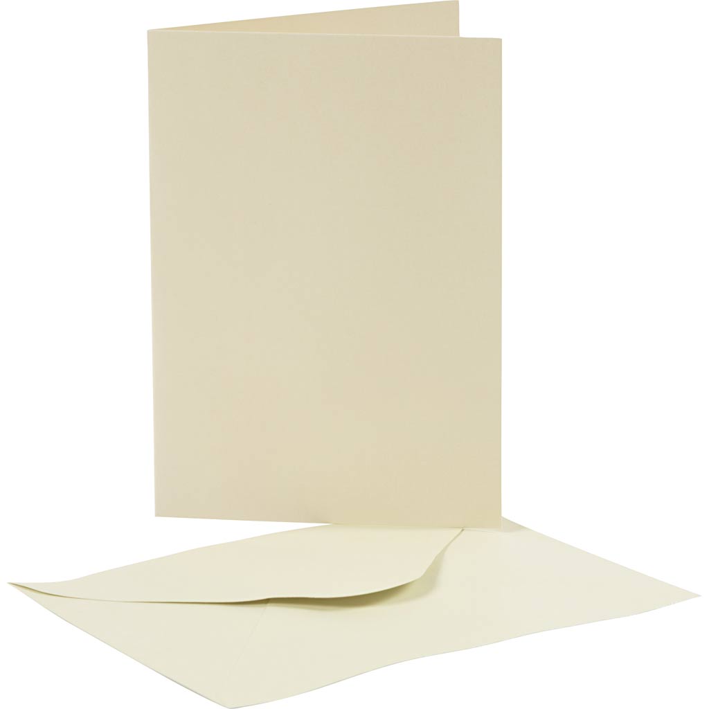 Creativ firma perlemor kort og kuverter, kortstørrelse 10,5x15 cm, kuvertstørrelse 11,5x16,5 cm, creme, 10 sæt 1 æske