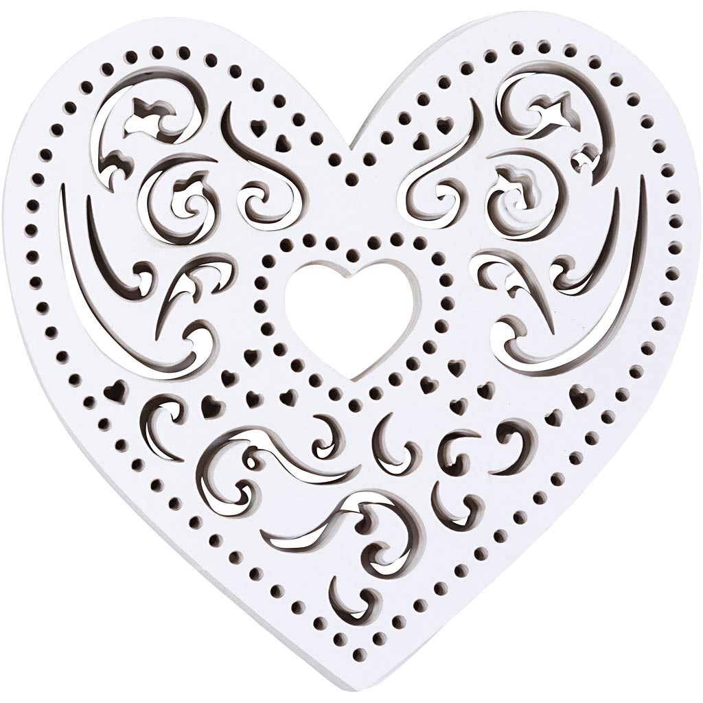 Creativ company laser-cut heart, w: 7.5 cm, 250 g, white, 18 pieces 1 box