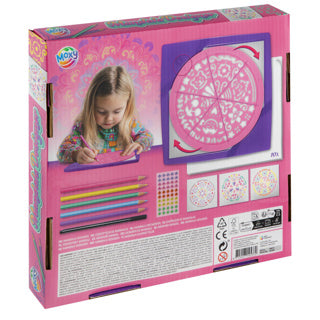 Kreativ håndværksgruppe mandala designer 25x25 cm 6 farveblyanter, 10 ark og 50 sten