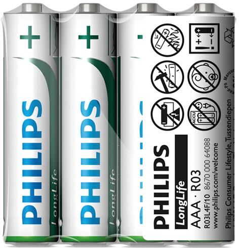 Philips battery longlife tr-battery r03 4pcs. longlife micro