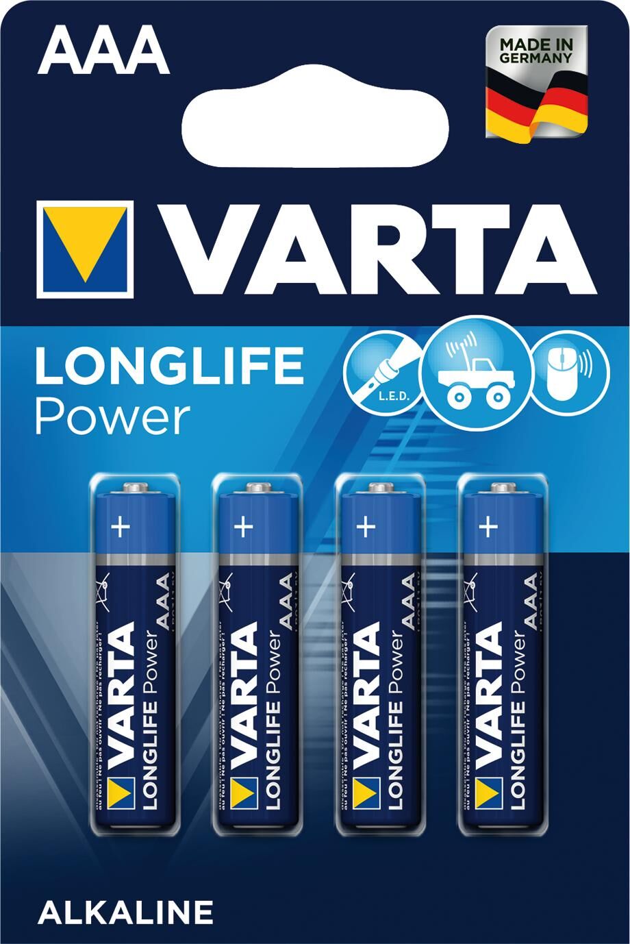 Varta battery longlife power - high energy power micro longlife 4-pack blister aaa