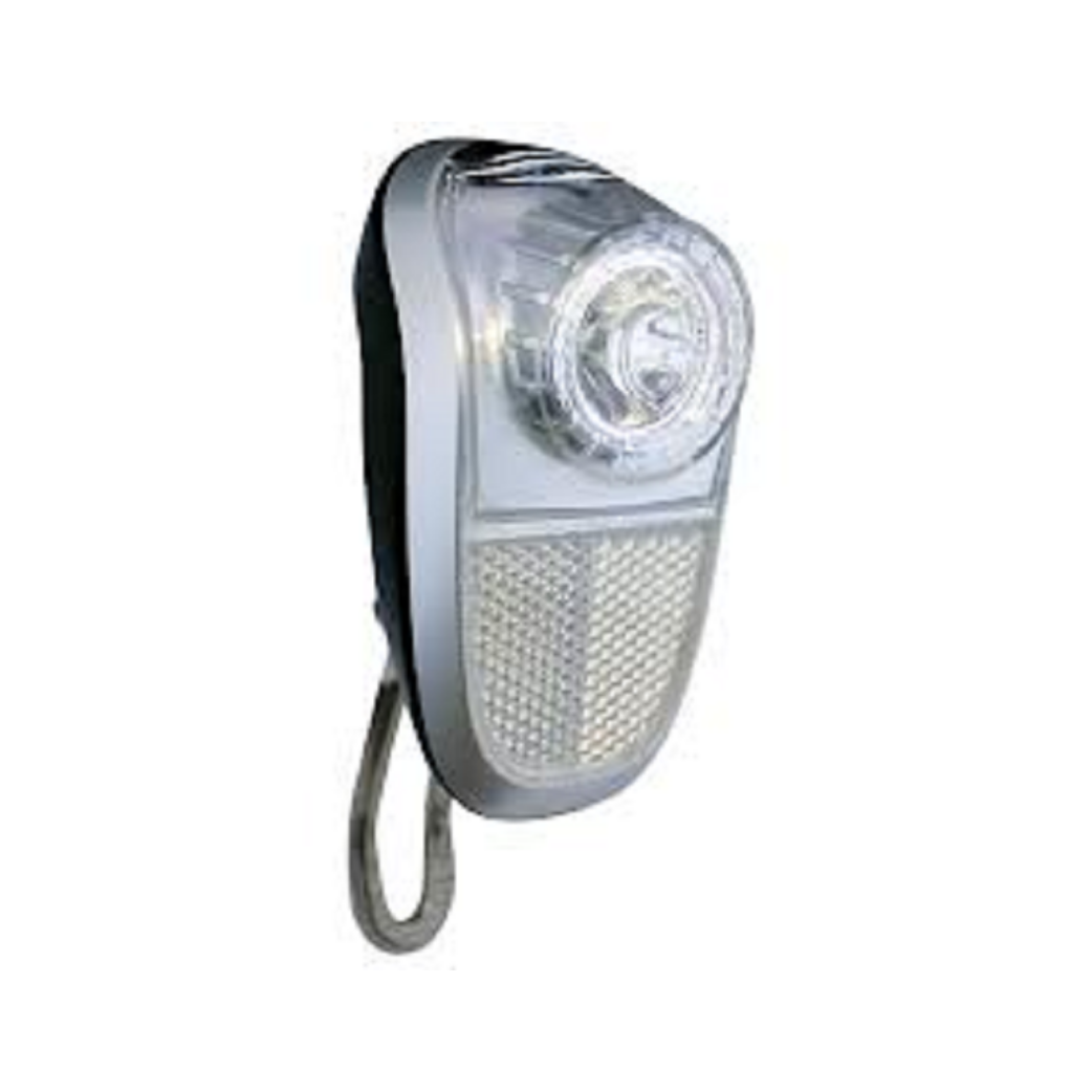 Union LED Mobile Headlamp, silver and black. Hub dynamo (workshop packaging)