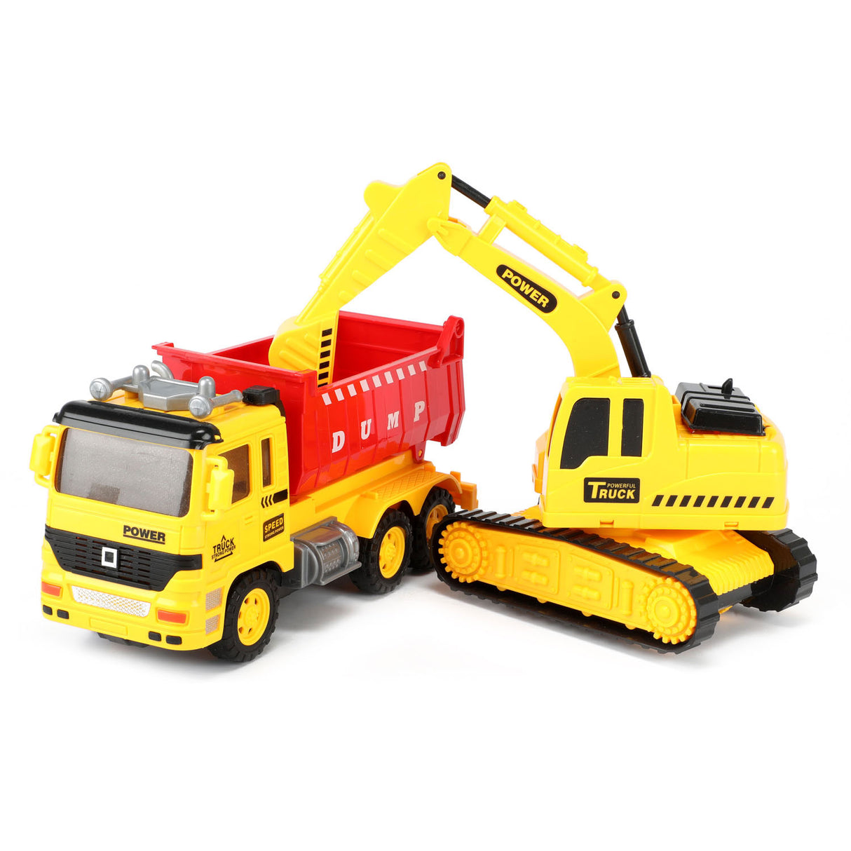 TOI-TOYS Biler Lastbiler Tilt Truck med gravemaskine