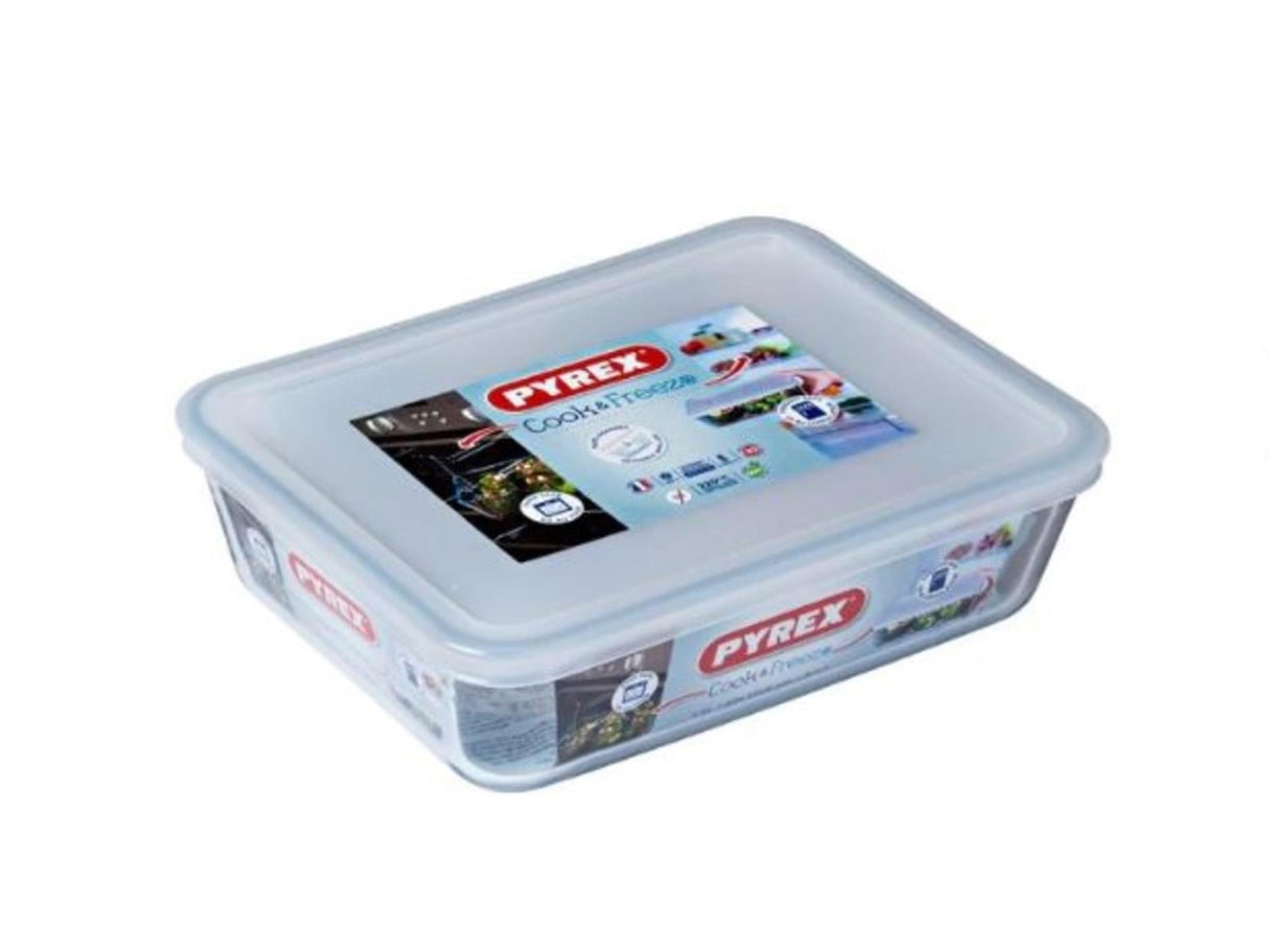 Contenitore per alimenti in vetro Pyrex per cottura e congelamento con coperchio da 1,5 l