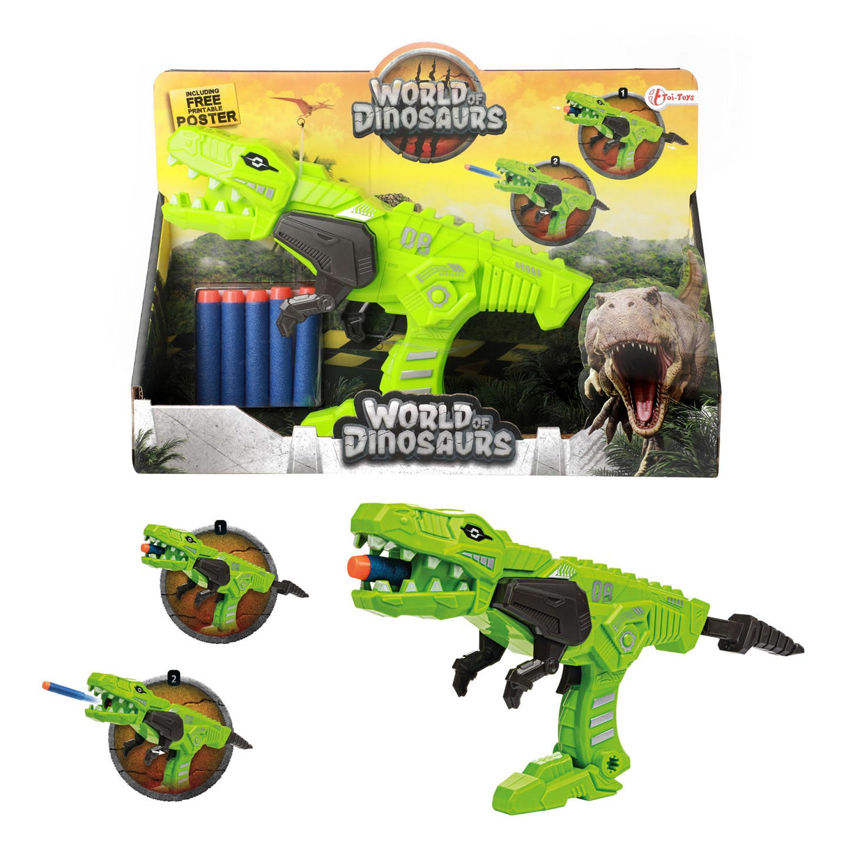 World of Dinosaurs Shooting Gun with Foam Arrows
