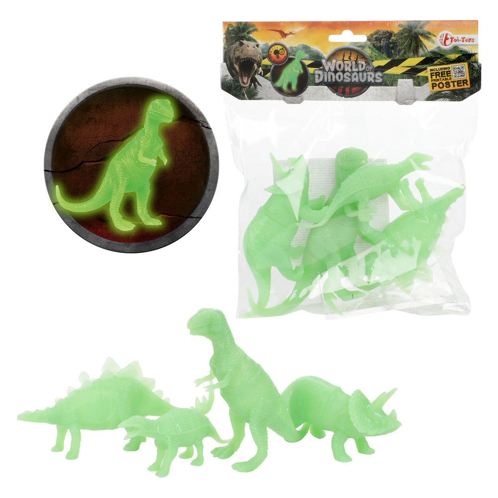 World of Dinosaurs Glown in the Dark Dino, 4pcs.