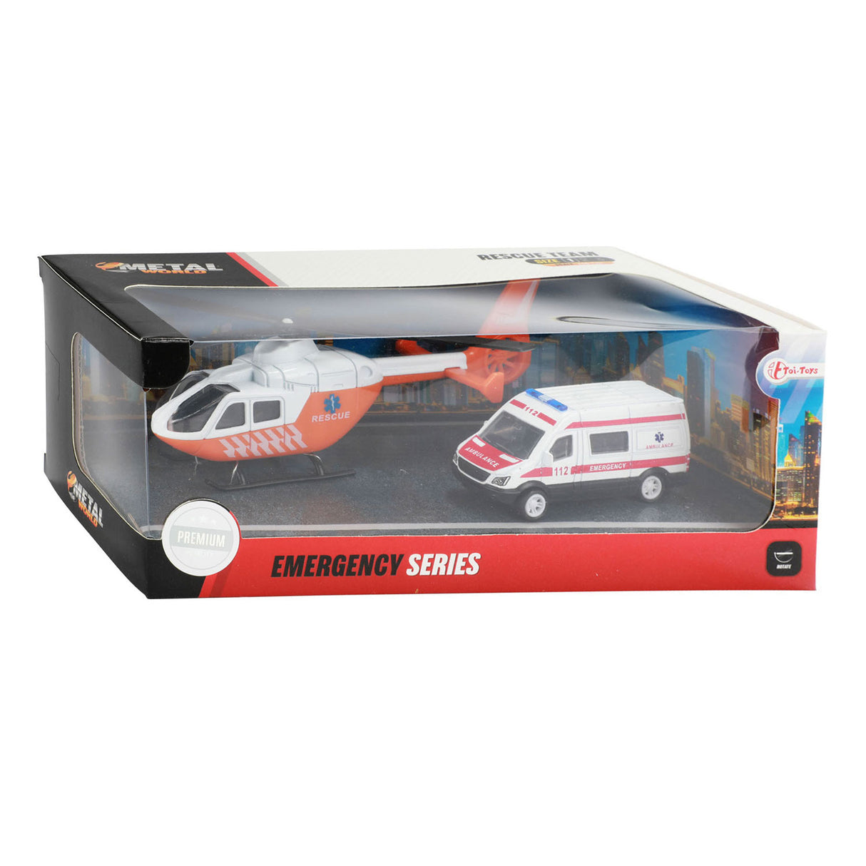 Toi-Toys Metal trauma helicopter and ambulance orange