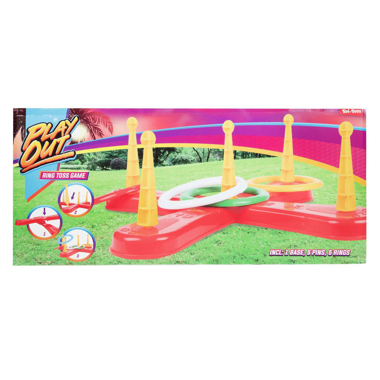 Toi-toys joue à un jeu de lancer d'anneaux lumineux avec 5 anneaux