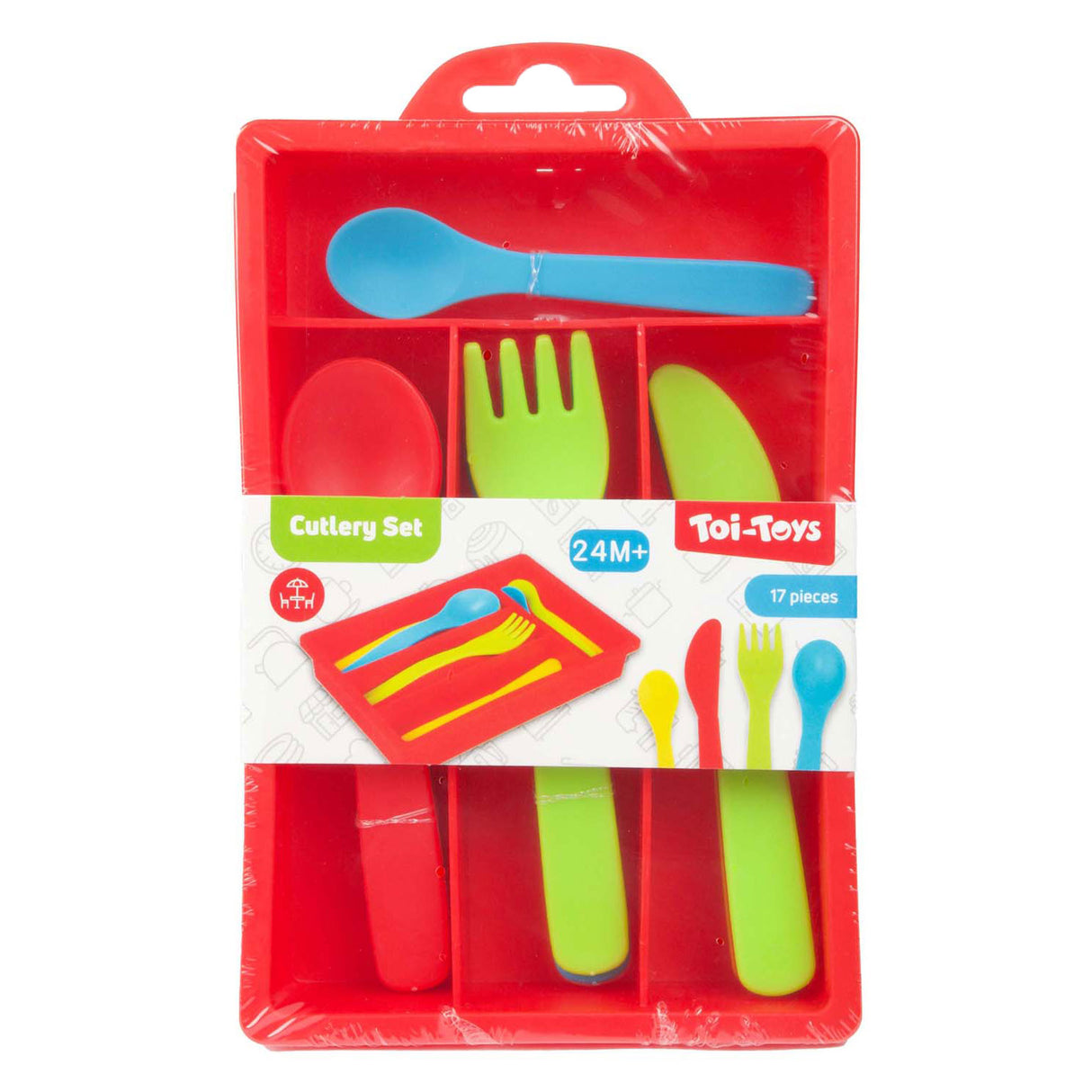 Toi-toys kotiruokailuvälinesarja tarjottimella, 16 kpl.