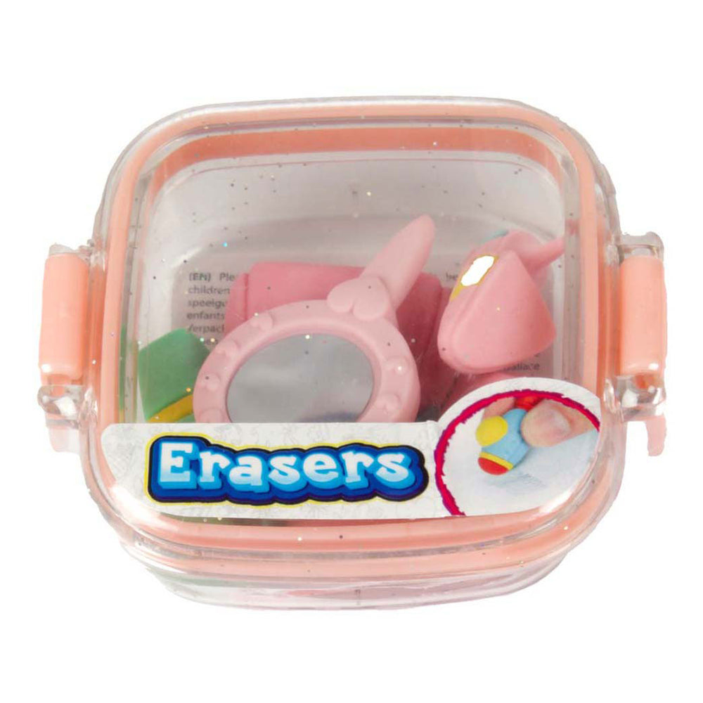 Toi-toys erasers mini set in glitter box - make-up mirror, 5 pcs.