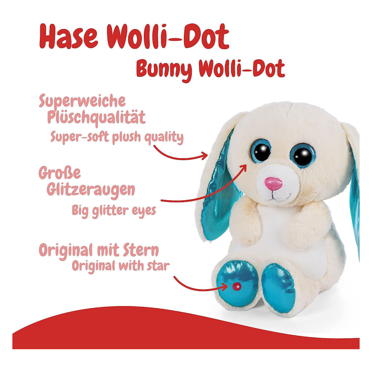 Nici glubschis Pluchen Hug Wolli-Dot, 45cm