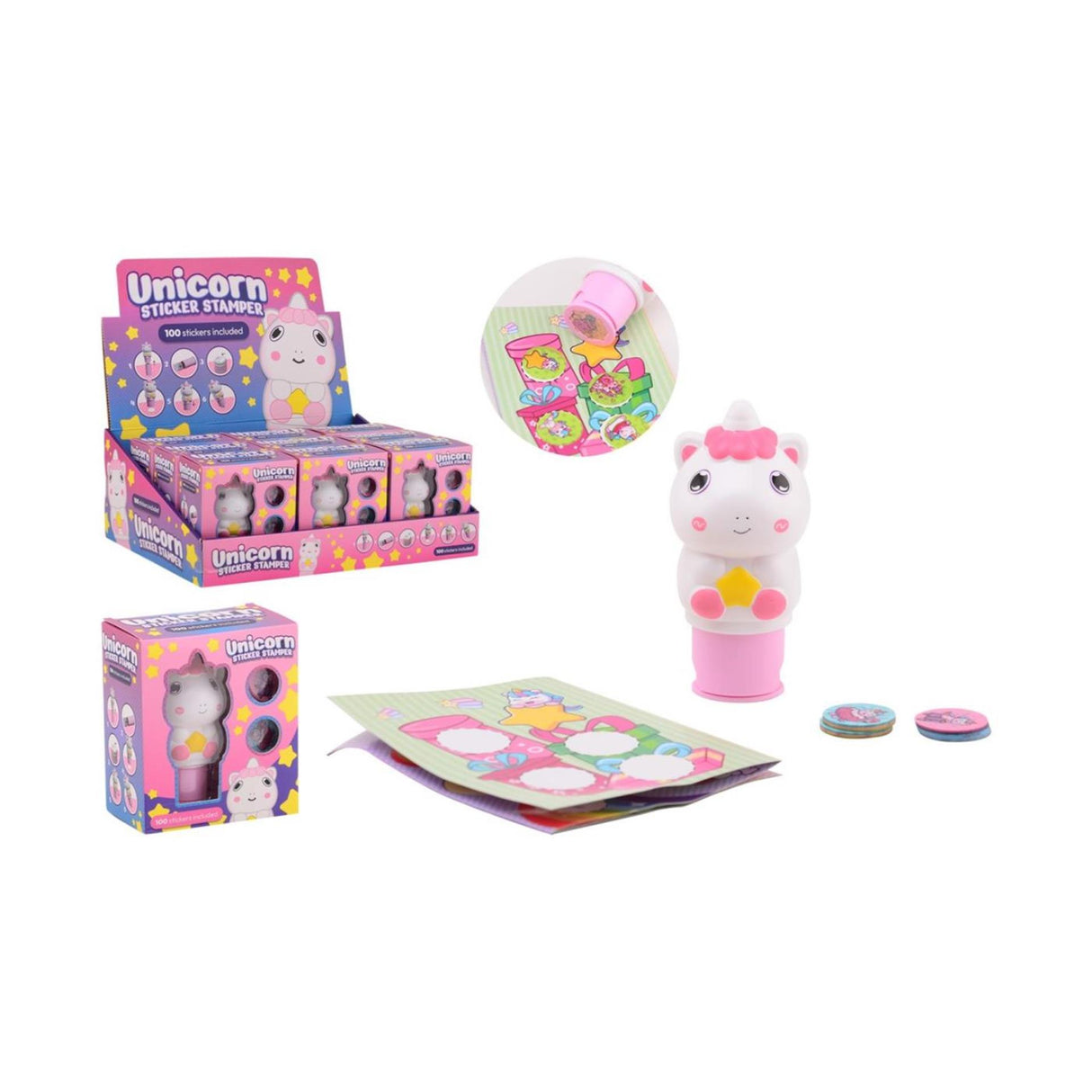 Johntoy unicorn sticker stamper, 100 stickers