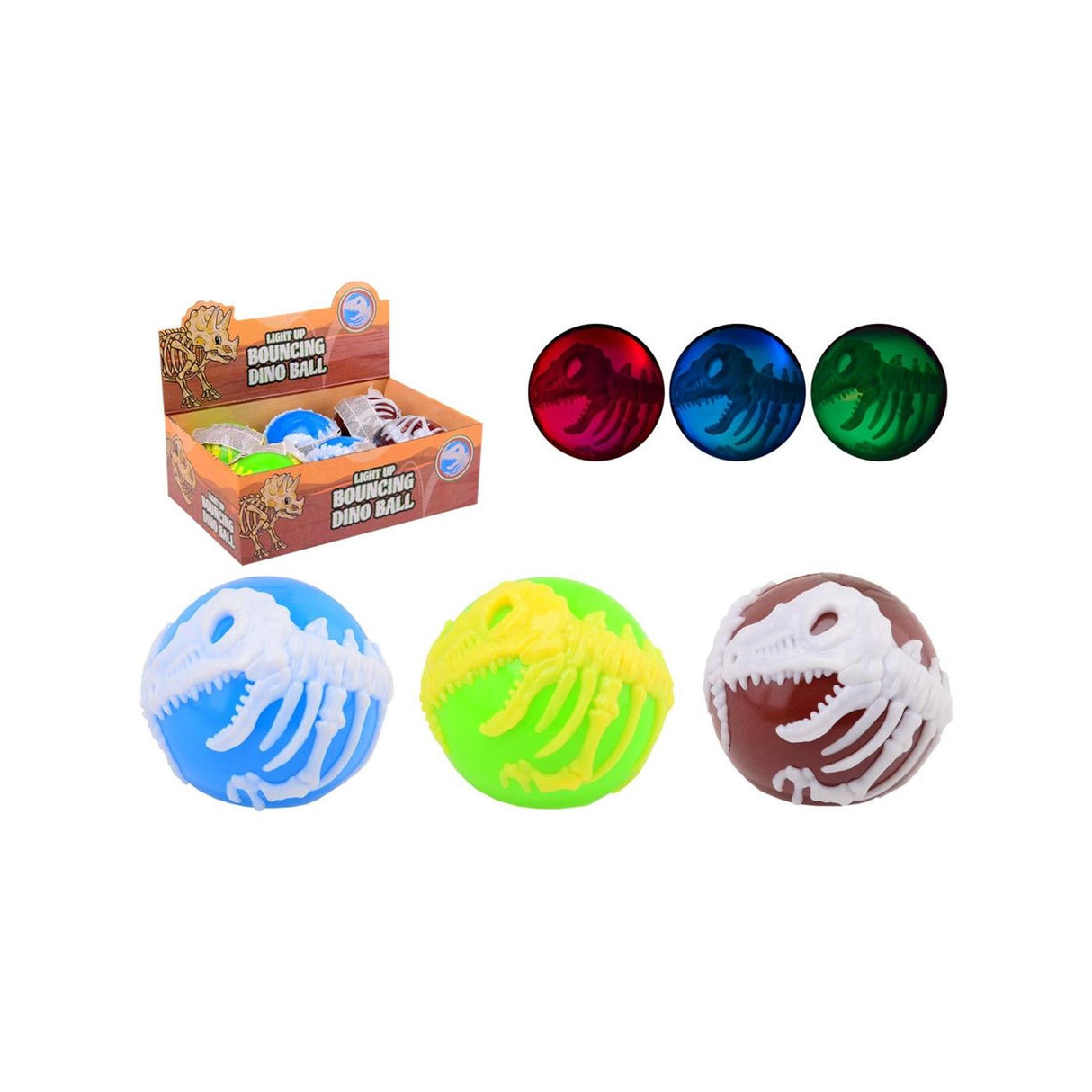Johntoy luminous dino bouncing ball, 8cm