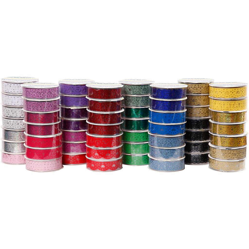 Creativ company lace tape set, w: 15 mm, various colors, 56x3 m 1 box