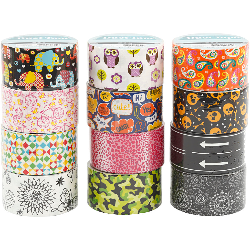 Creativ company duck tape, with pattern, w: 48 mm, various colors, 12x5 m 1 box