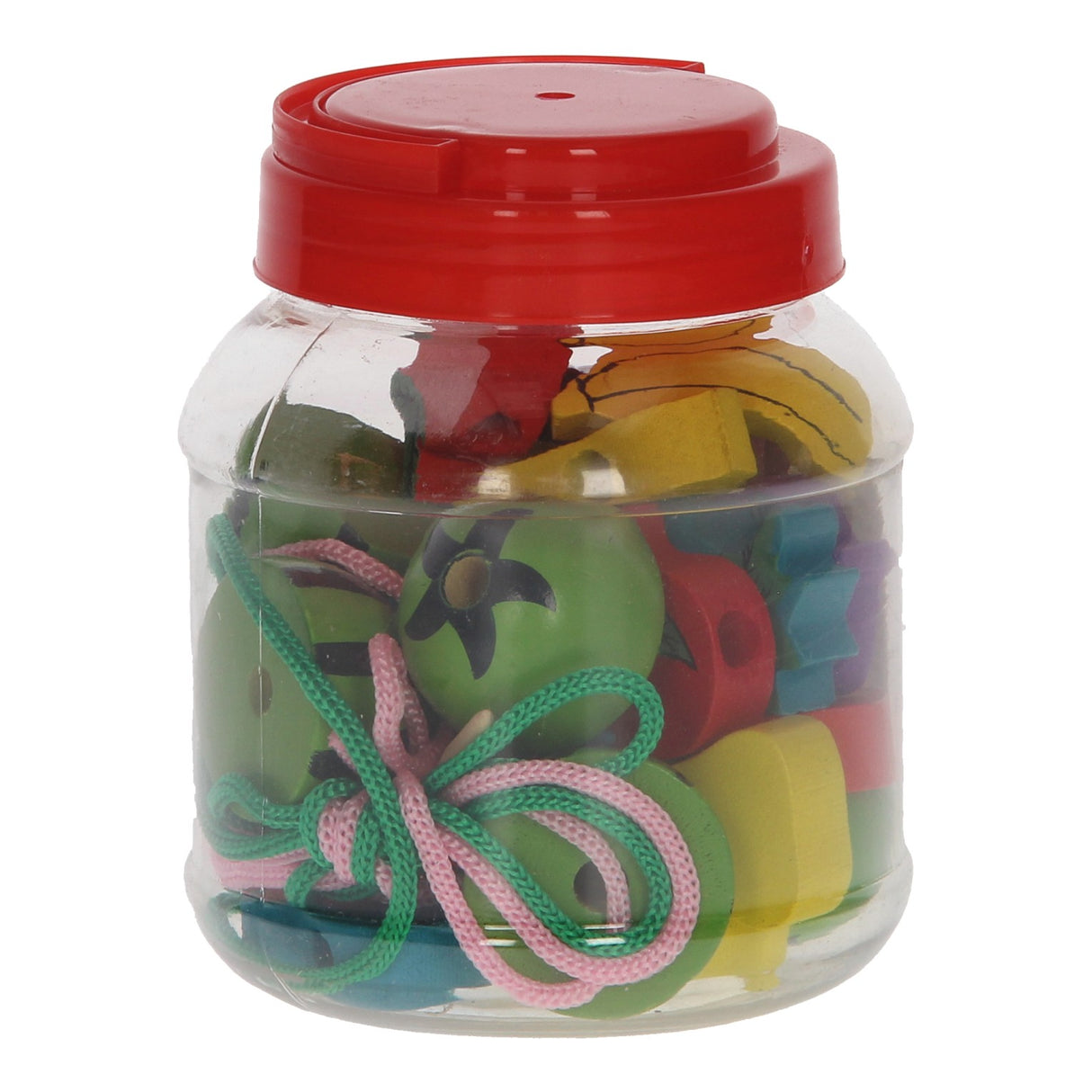 Playwood Wooden Stringing Beads in Pot Fruit