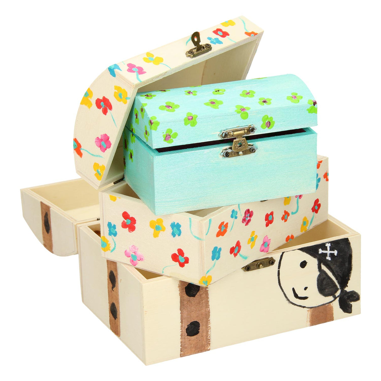 Decorate your own Wooden Treasure Chest, 3 pcs.