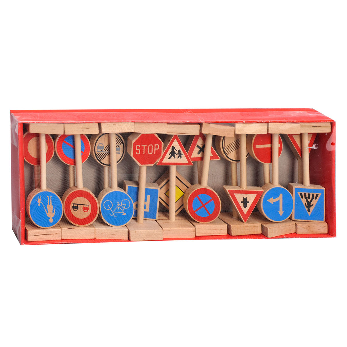 Playwood fa közlekedési tábla készlet, 18 db.