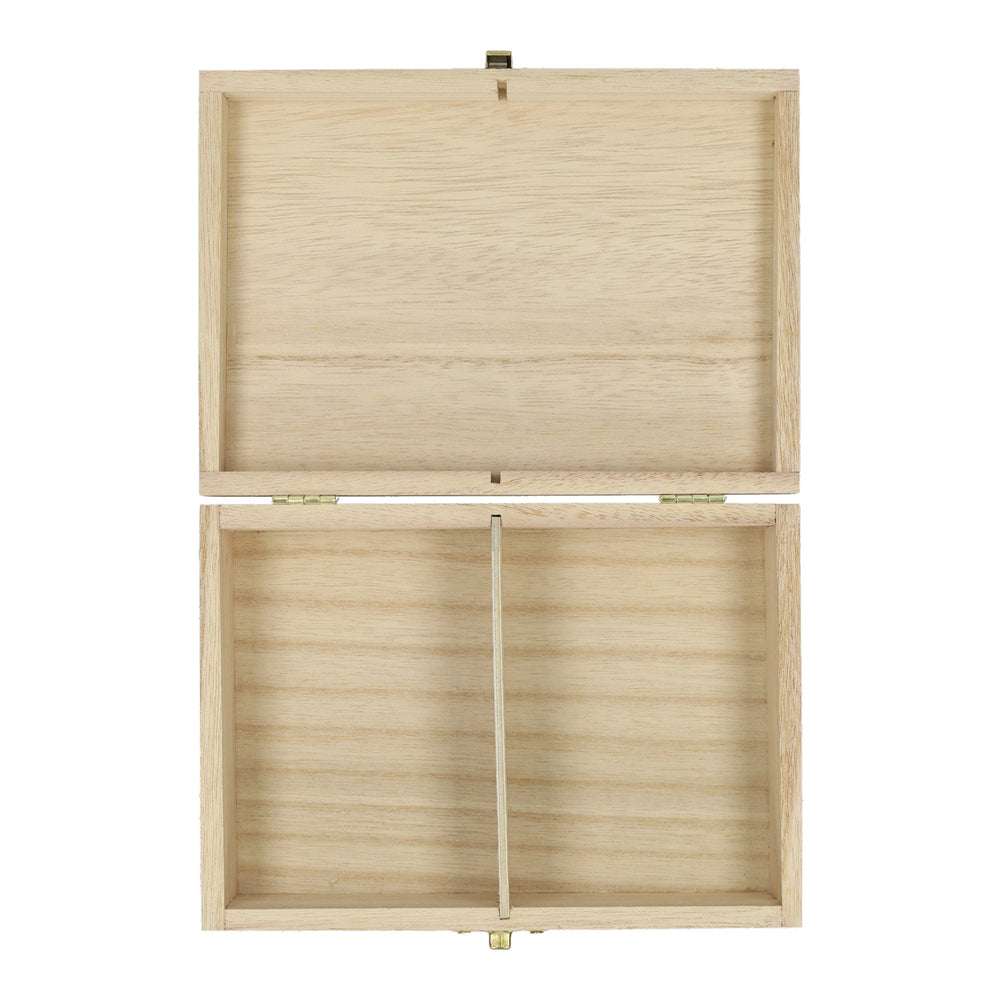 Wooden Card Box with Hinged Lid