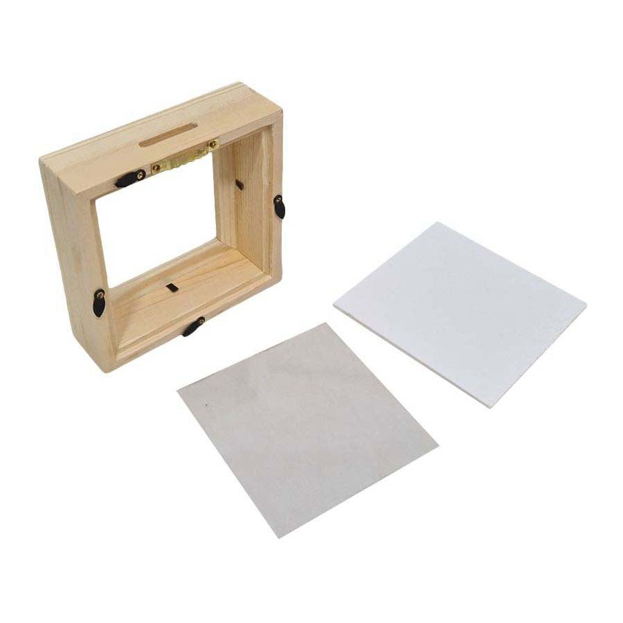 Playwood houten spaarpot plexiglas met witte achterkant klein