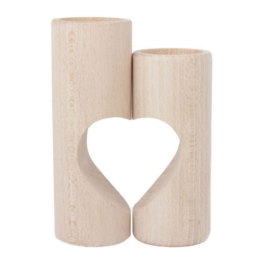 Playwood wooden tea light holder heart, 2 pieces.
