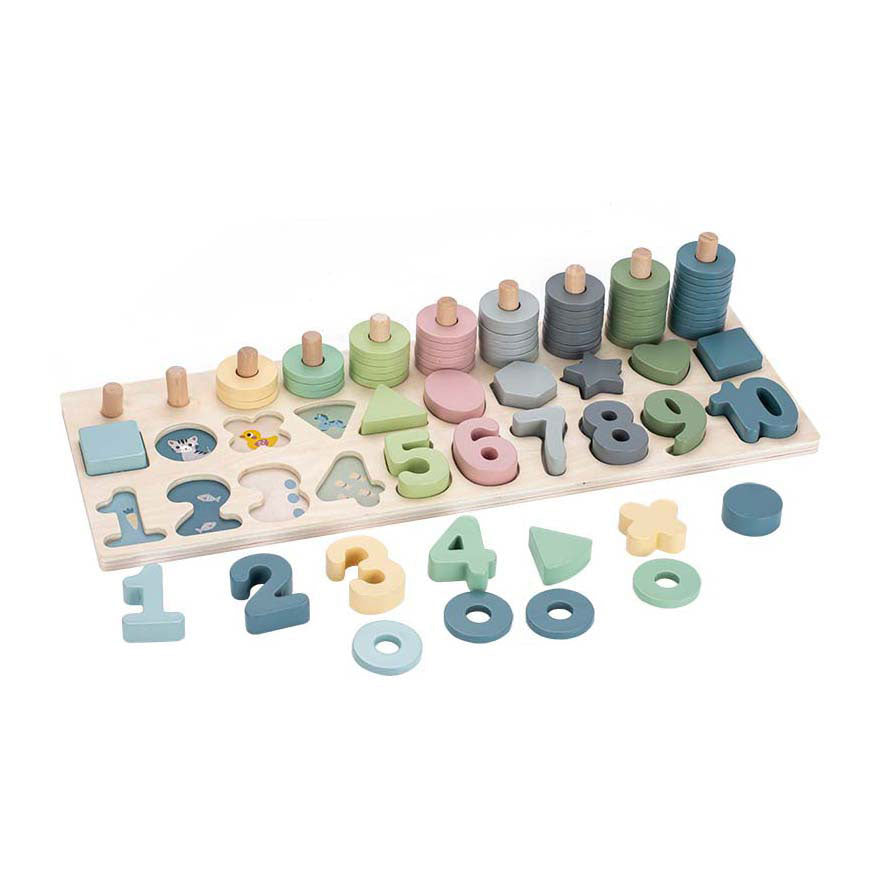 Playwood leren tellen en vormenplank, 76dlg.