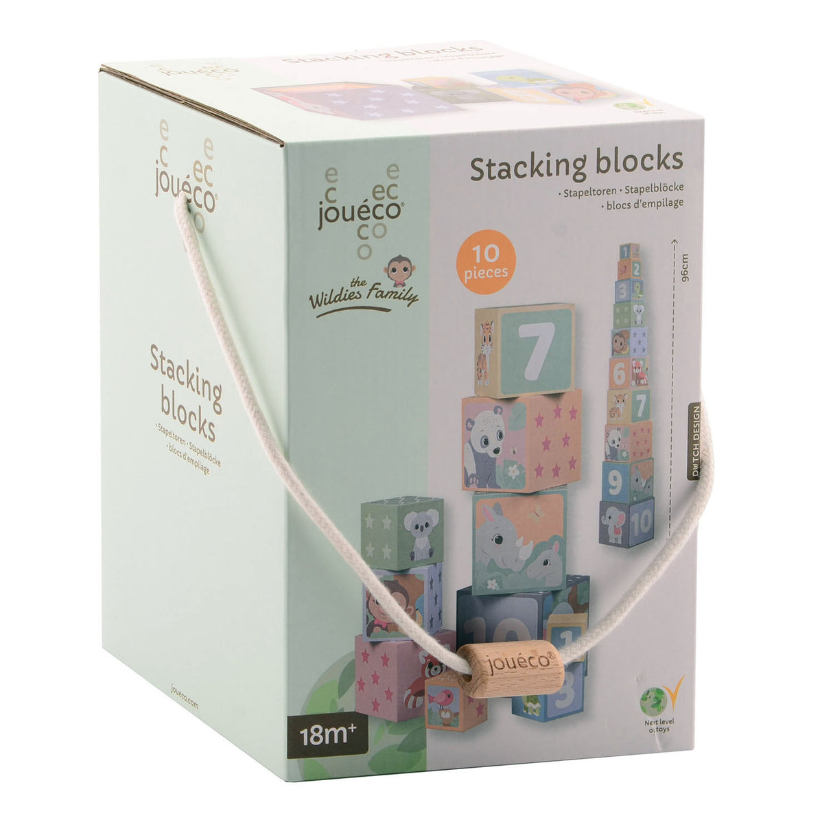 Joueco Stacking blockerar vilda djur, 10dlg.