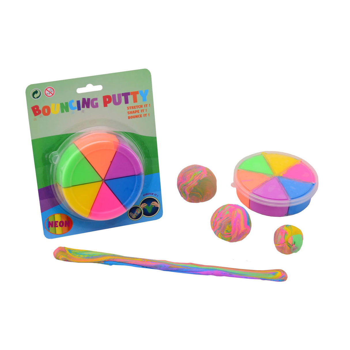 Johntoy Bouncing Putty 6 Neon Colores