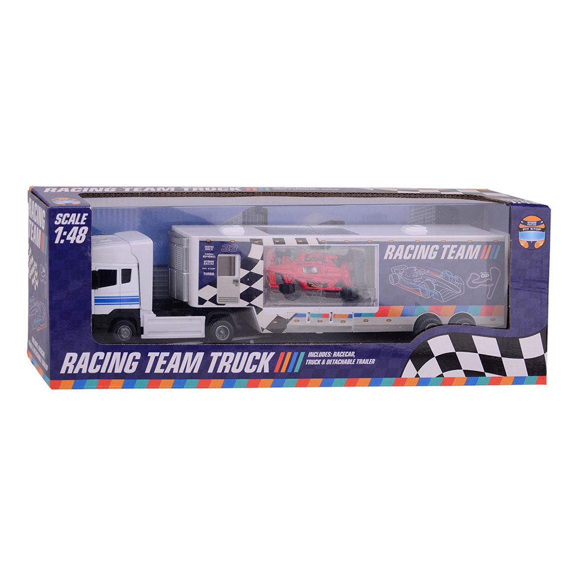 Camión de equipo de carrera con Die Cast Racenauto
