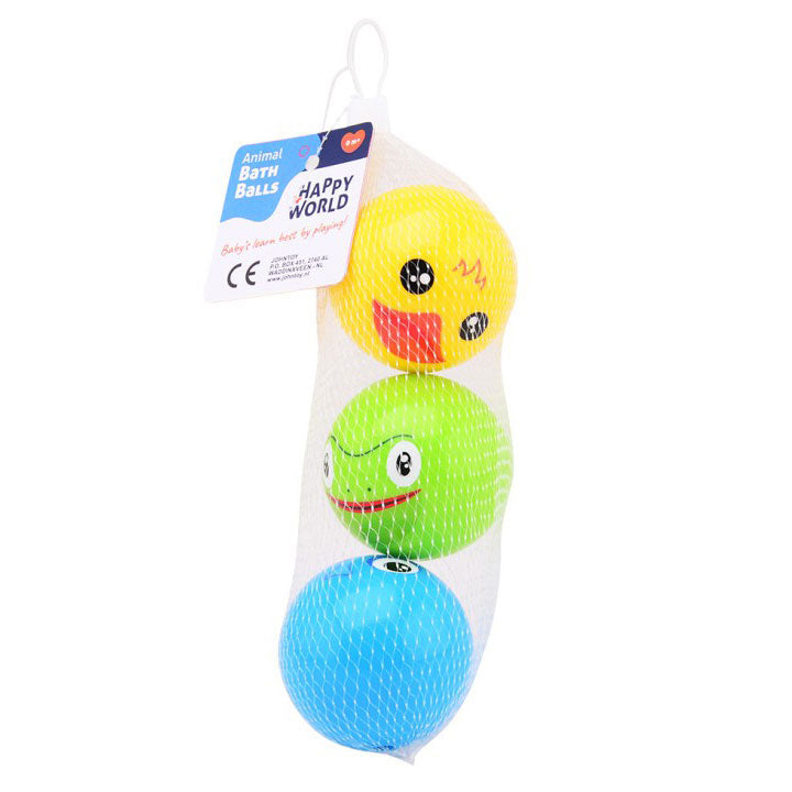 Johntoy Happy World Animal Bath Play Balls, 3 pcs.
